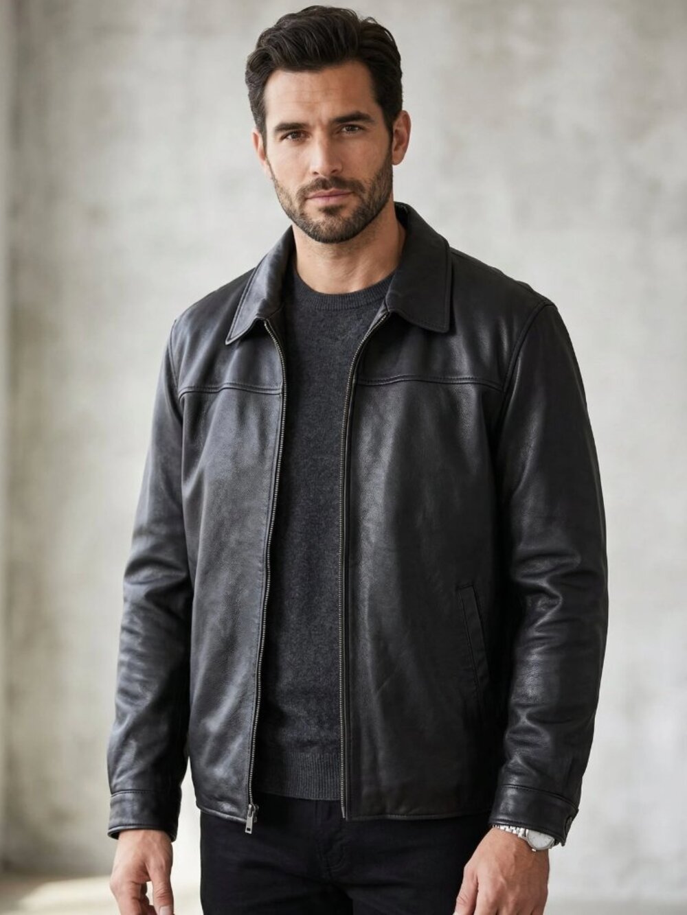 Vintage 90s Black Wilson’s Leather Jacket Men’s XL Full zip retro